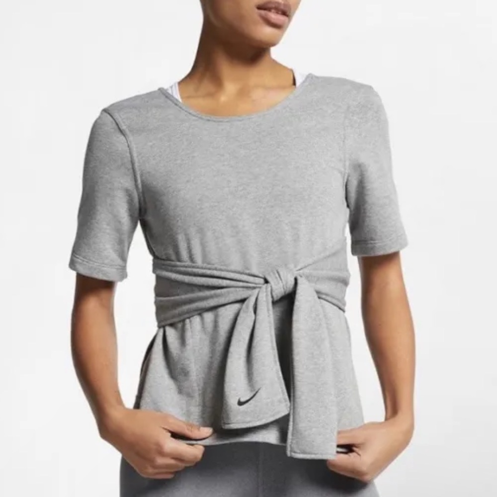 Nike Studio Tie-Front Stretch Jersey Cropped Top Large